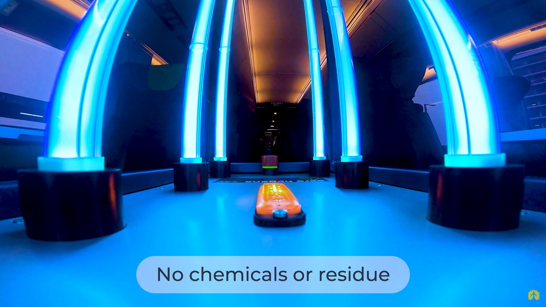 Screenshot of Ray, Aero HygenX’s autonomous UV-C disinfecting robot, in action. Click to enlarge.