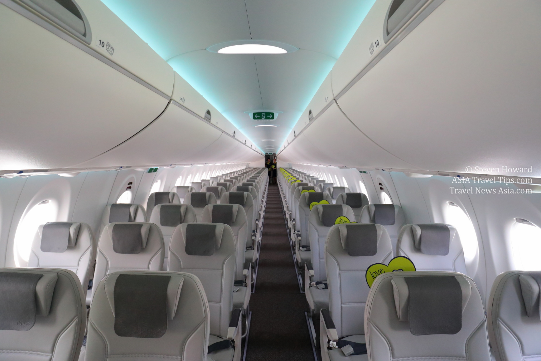 Inside an Air Baltic Airbus A220-300. Picture by Steven Howard of TravelNewsAsia.com Click to enlarge.