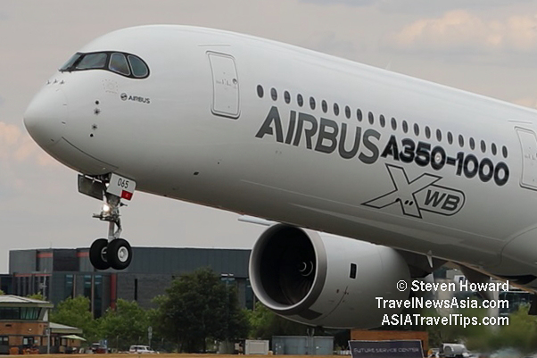 Airbus A350-1000 reg: F-WLXV. Picture by Steven Howard of TravelNewsAsia.com Click to enlarge.