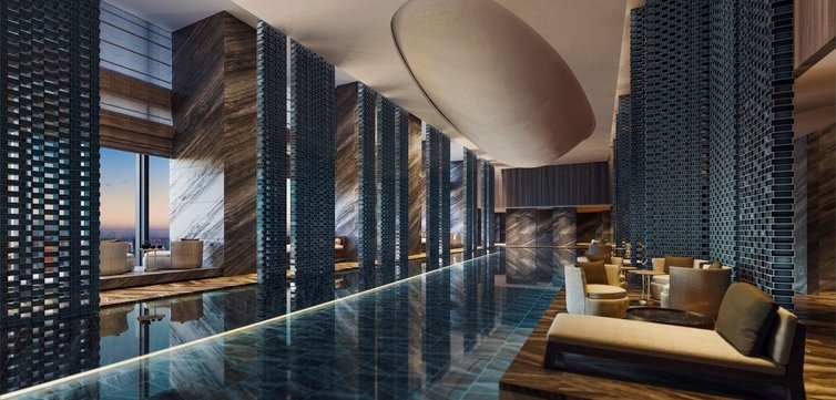 Exclusive pool at The Aman Residences Tokyo. Click to enlarge.