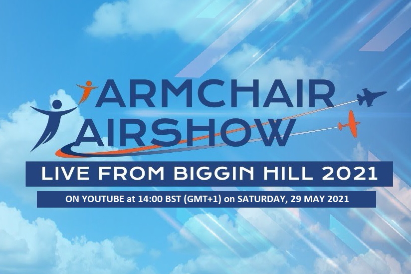 Aerobility’s Armchair Airshow 2021 will livestream on YouTube on Saturday, 29 May at 14:00 BST (GMT+1). Click to enlarge.