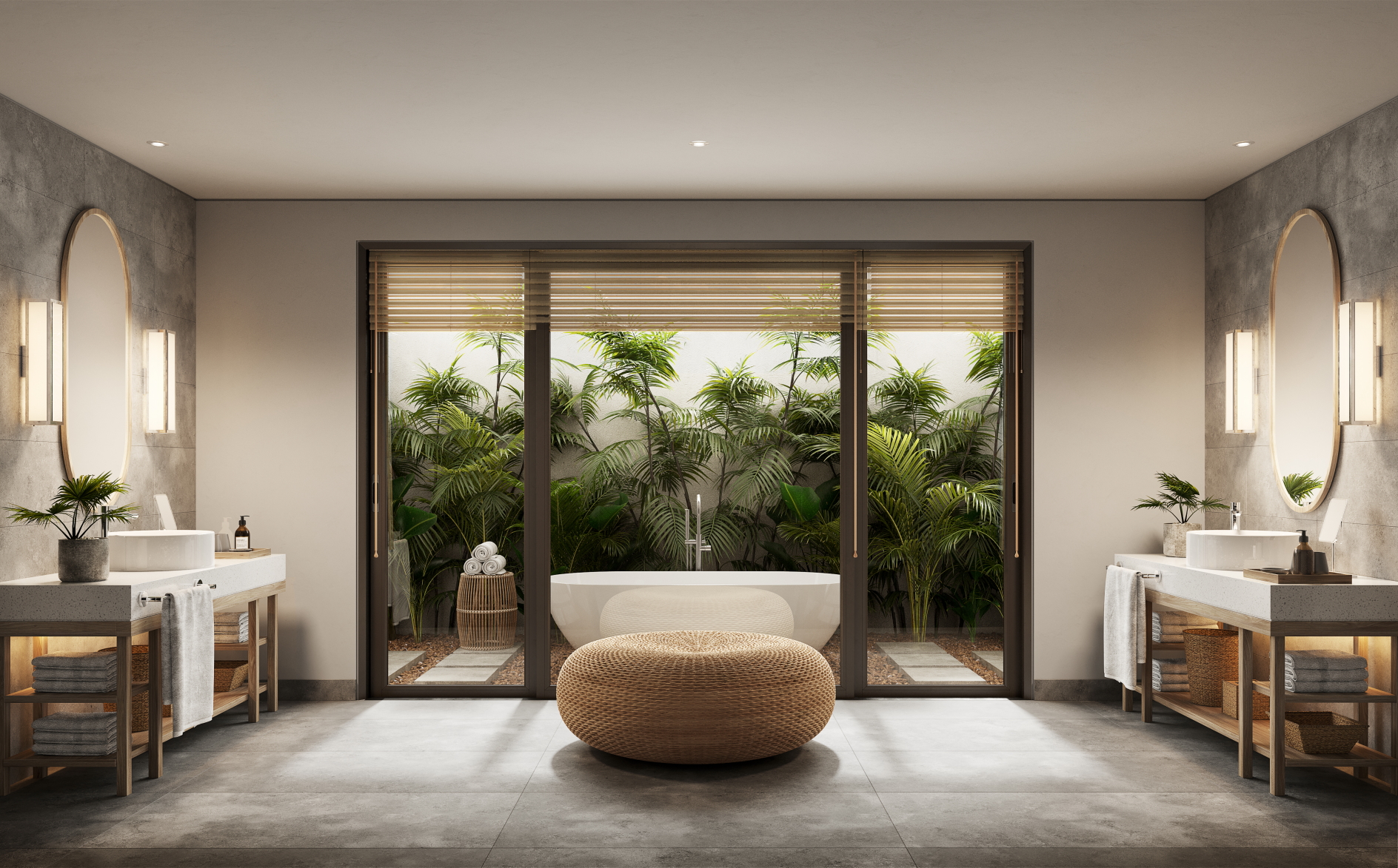 Rendering of a Villa Bathroom at the Avani+ Seychelles Barbarons Resort. Click to enlarge.