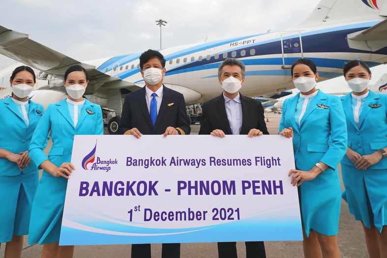 Bangkok Airways resumed flights between Bangkok (Suvarnabhumi) and Phnom Penh, Cambodia on 1 December 2021 Click to enlarge.