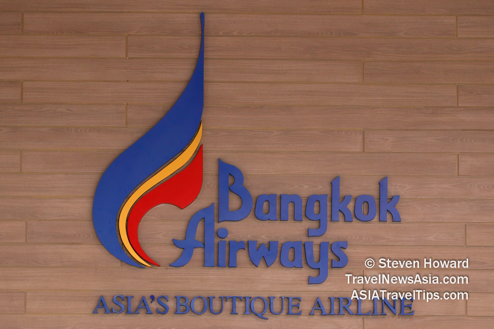 Bangkok Airways' logo at one of its lounges at Suvarnabhumi Int. Airport (BKK) near Bangkok, Thailand. Picture by Steven Howard of TravelNewsAsia.com Click to enlarge.