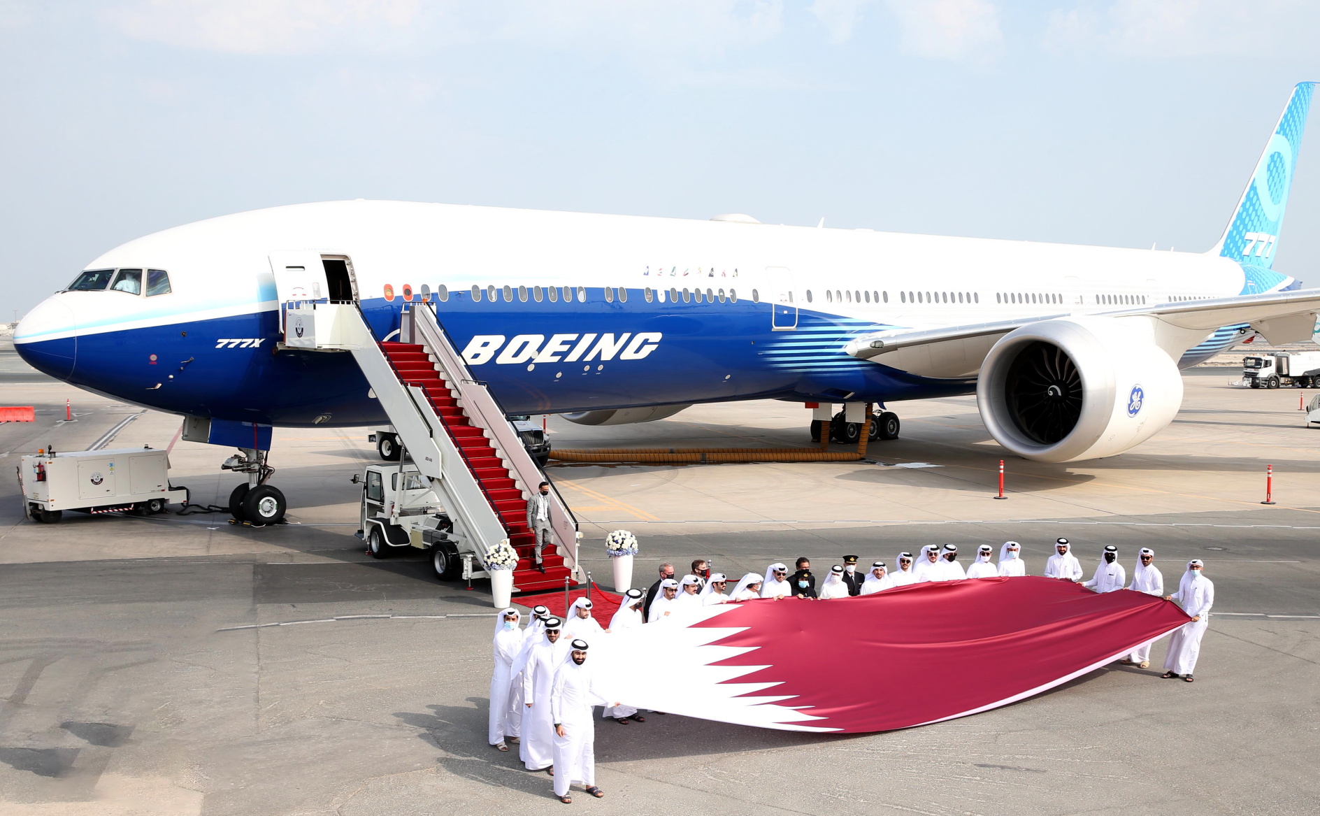 Boeing 777-9 aircraft in Doha, Qatar. Click to enlarge.