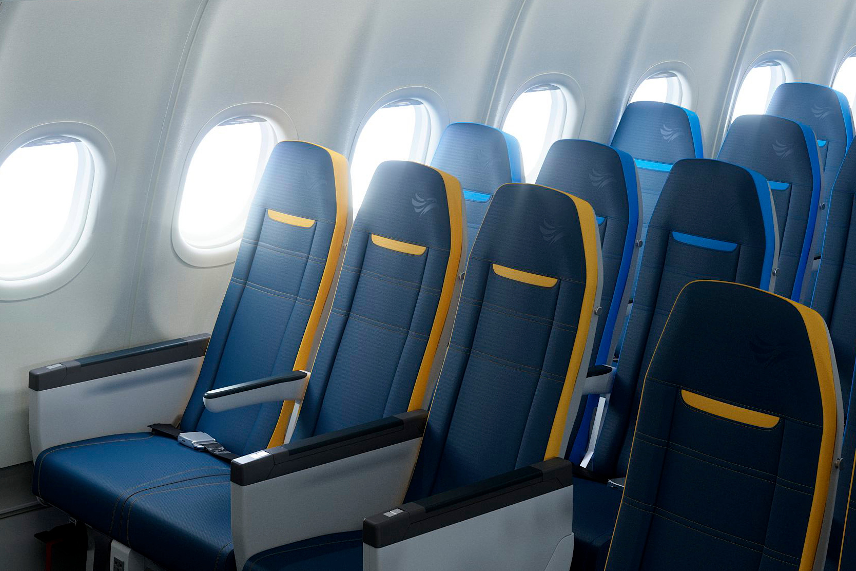 Cebu Pacific's brand new Airbus A330neo features 459 lightweight Recaro seats. Click to enlarge.