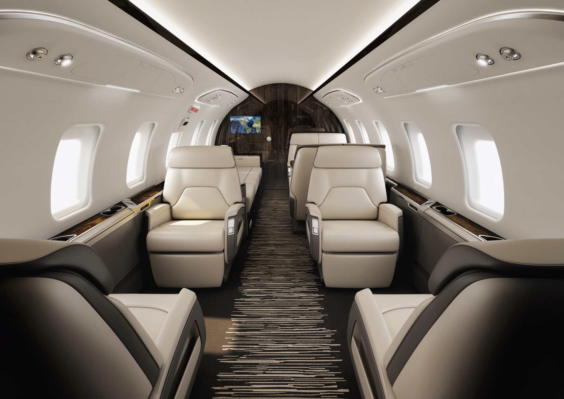 Luxurious interior of a Challenger 650. Click to enlarge.