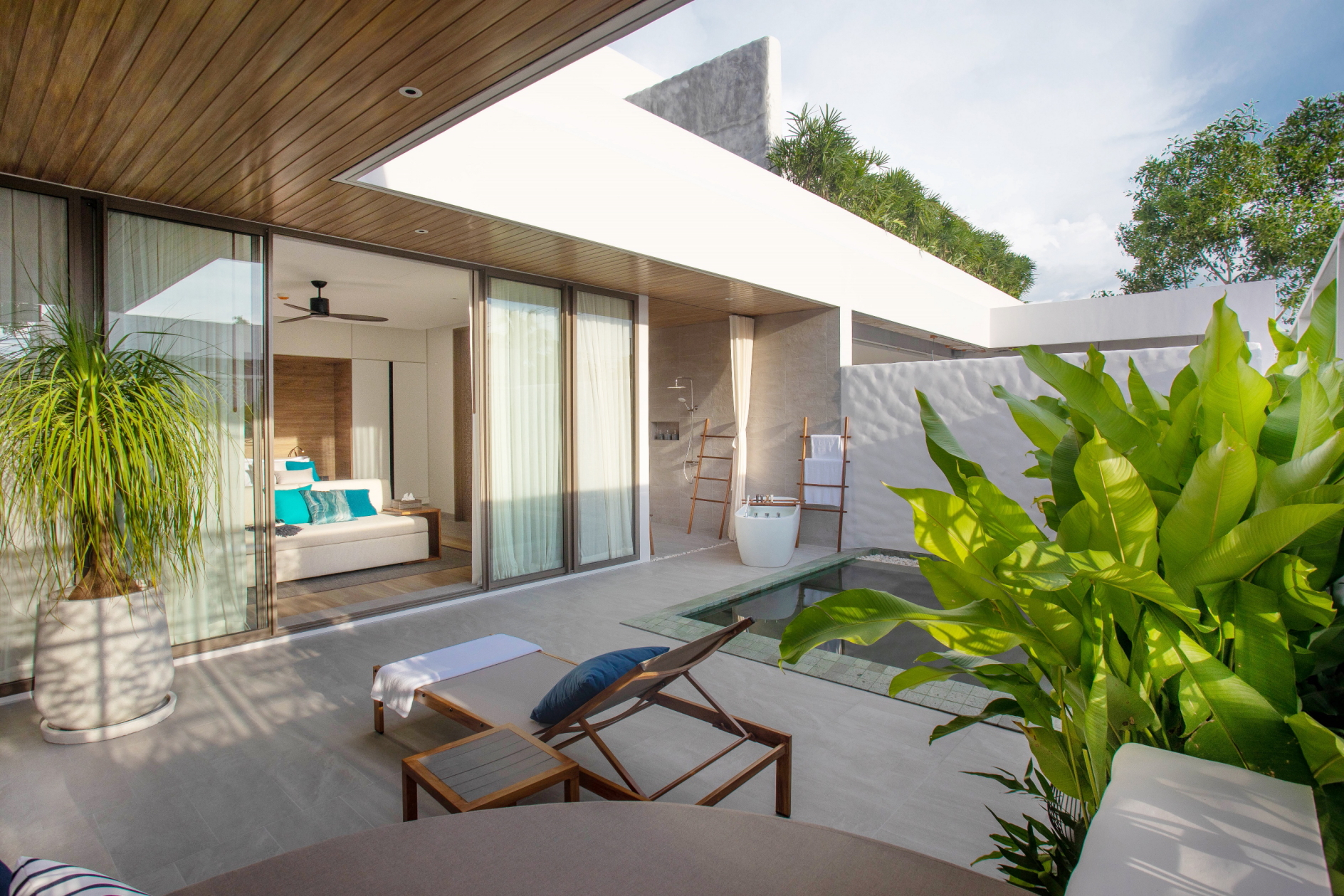 The Mediterranean-inspired accommodation at the Melia Phuket Mai Khao comprises of 30 one-bedroom suites and 70 one-bedroom villas that each cater for up to two adults and two children. All feature outdoor bathtubs, open-air showers and vast outdoor terraces. Click to enlarge.