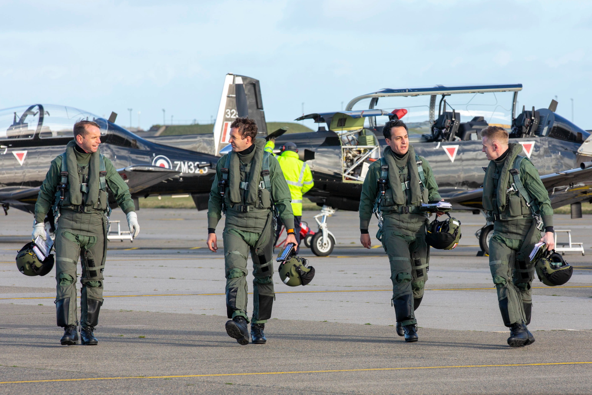 RAF flight instructors and cadets after a training session. Picture: UK MOD. Click to enlarge.