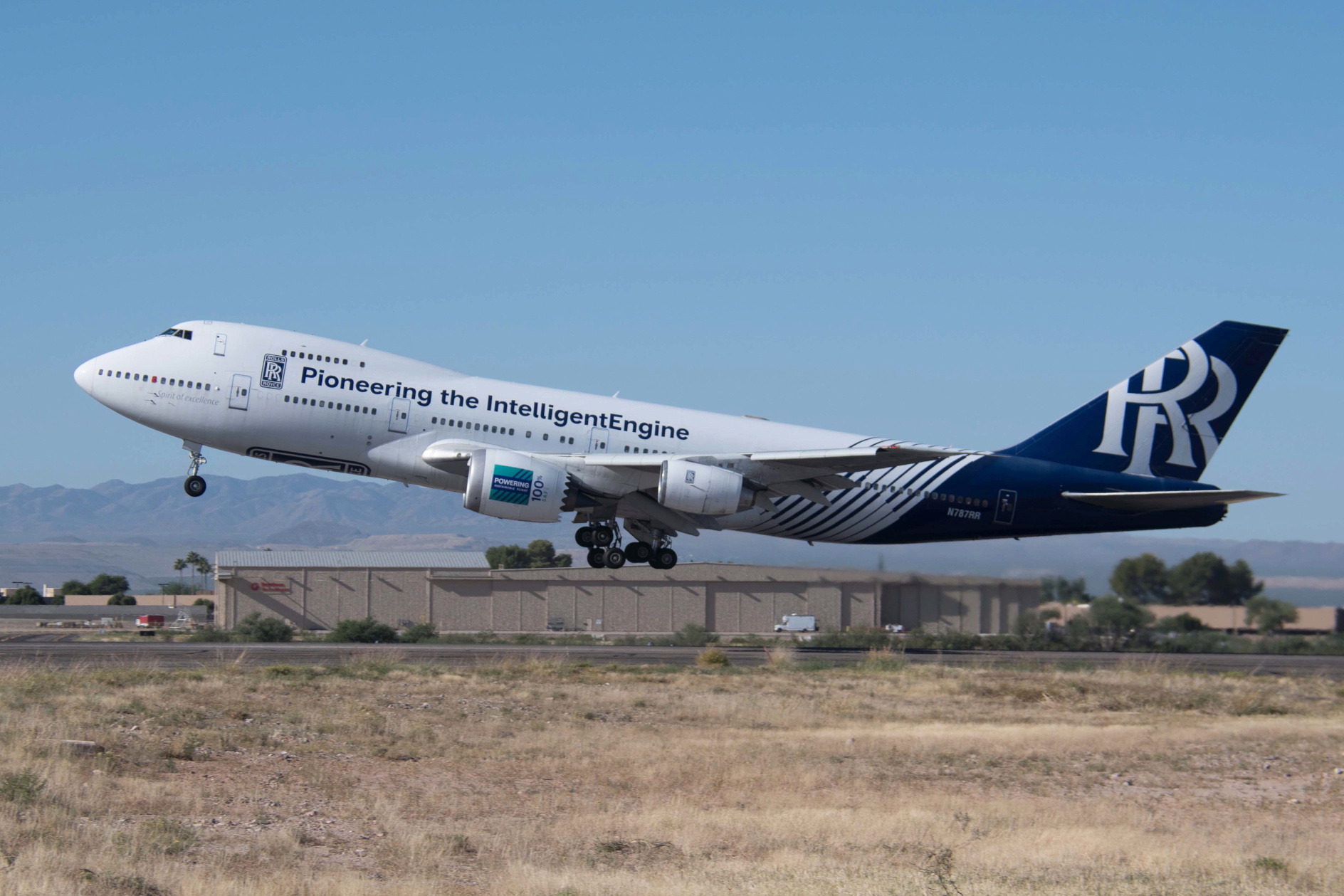 Rolls-Royce, working with Boeing and World Energy, has carried out a successful test flight of its 747 Flying Testbed aircraft using 100% Sustainable Aviation Fuel (SAF) on a Trent 1000 engine. Click to enlarge.