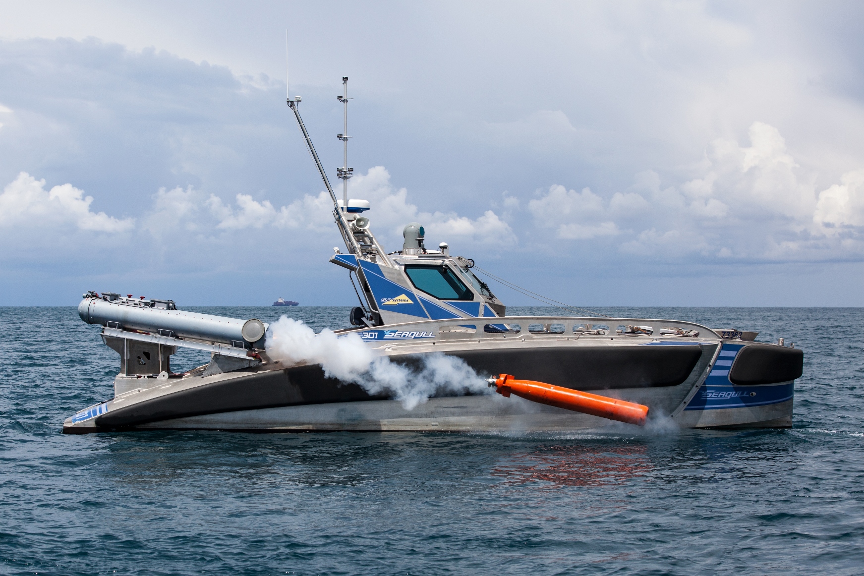 The deal includes Elbit Systems' Seagull USVs (Unmanned Surface Vessels) configured to perform Anti-Submarine Warfare (ASW) missions. Picture by Galina Kantor. Click to enlarge.