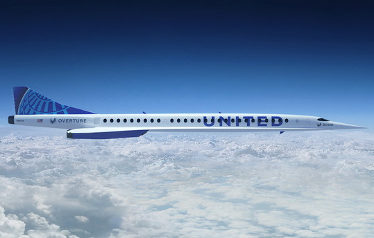 What a Boom Supersonic Overture aircraft may look like in United Airlines' livery. Click to enlarge.