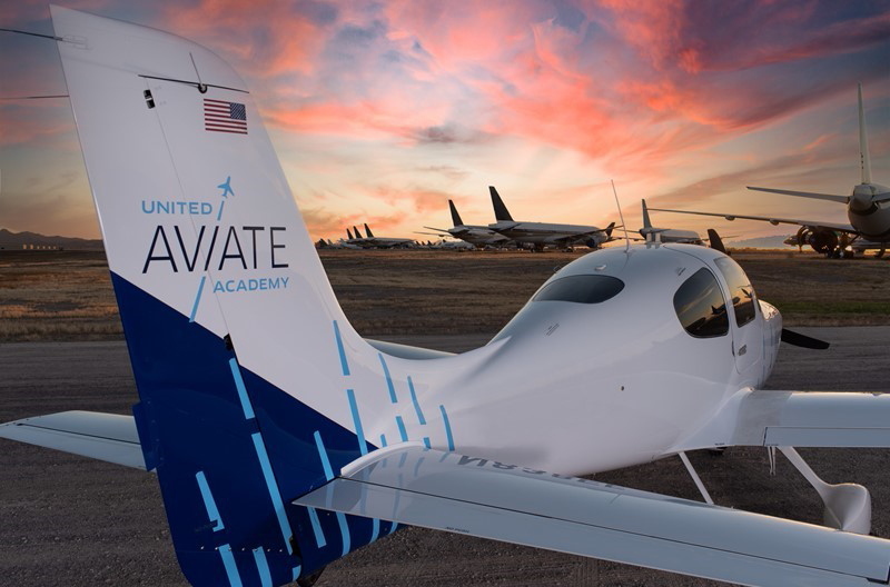 The inaugural class of 30 United Aviate Academy students began their studies at the new flight training academy at Phoenix Goodyear Airport, this week. Click to enlarge.