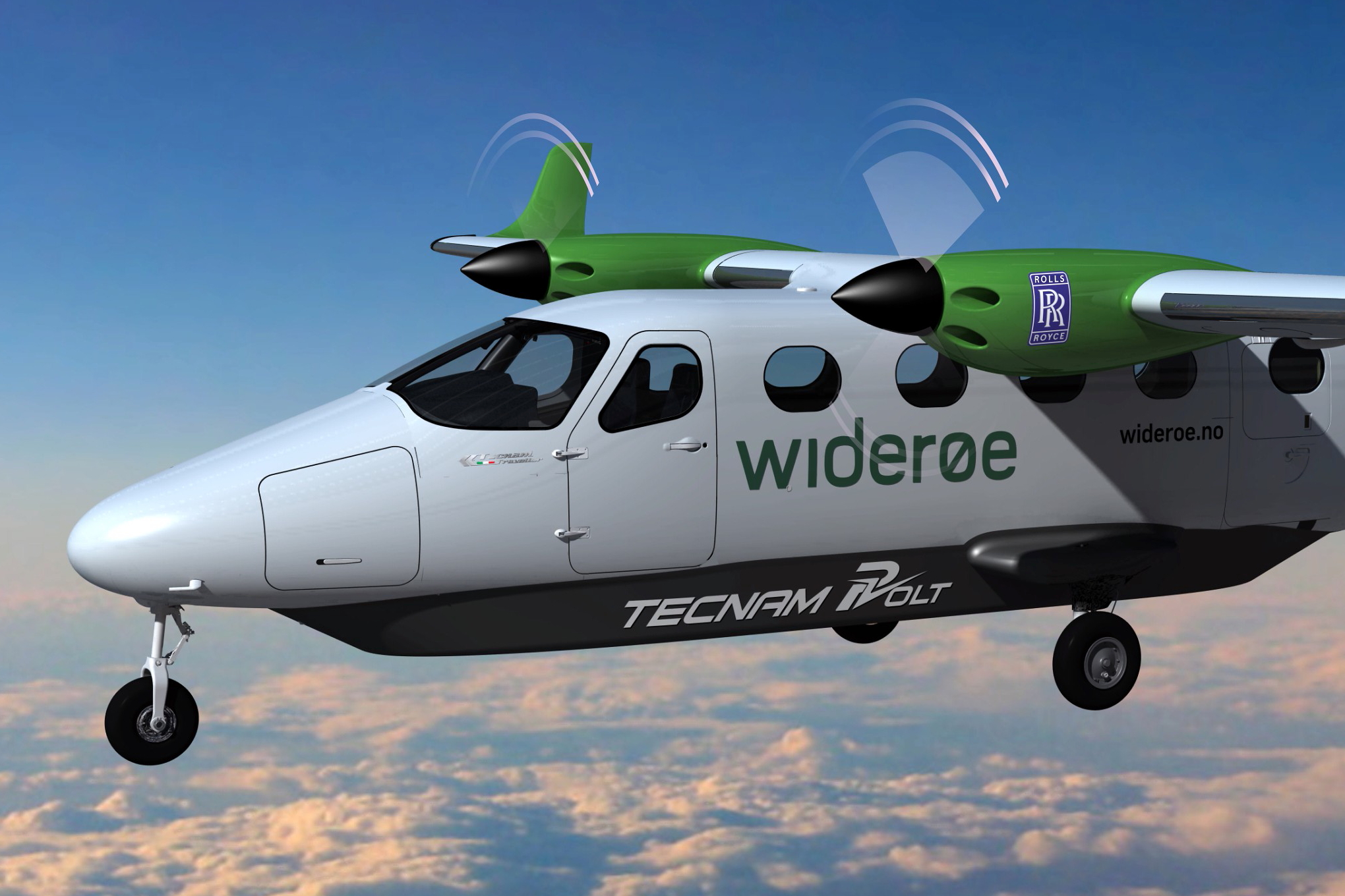 Rolls-Royce and airframer Tecnam are joining forces with Widerøe, the largest regional airline in Scandinavia, to deliver an all-electric passenger aircraft for the commuter market, ready for revenue service in 2026. Click to enlarge.