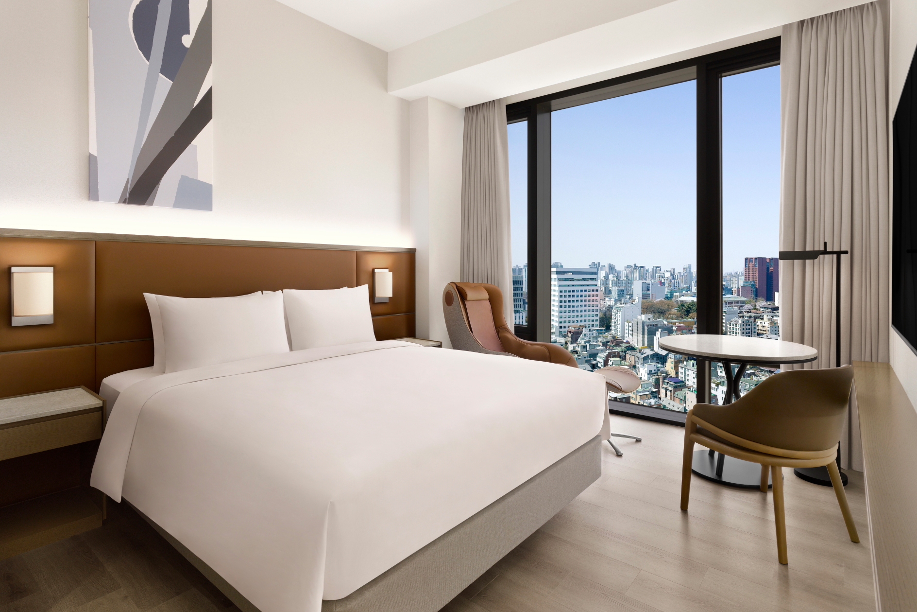 Chambre Premier à l'AC Hotel Seoul Gangnam en Corée du Sud.  Cliquez pour agrandir.