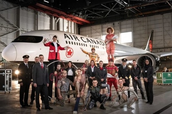 Air Canada has extended its partnership with Cirque du Soleil. Click to enlarge.
