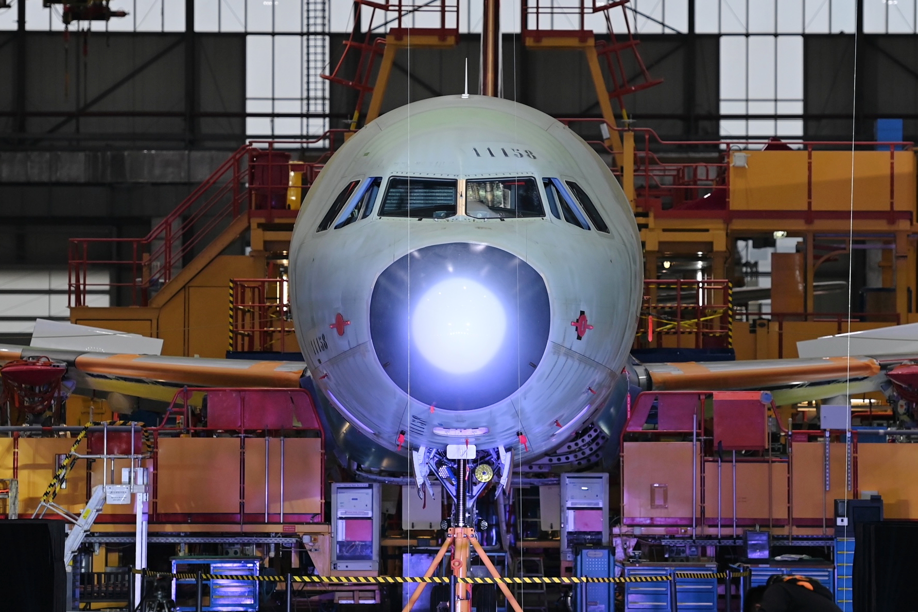 The first A321 aircraft to be assembled at Airbus FAL Tianjin. Click to enlarge.