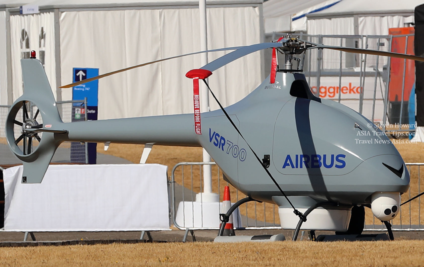 Airbus Helicopters' VSR700 unmanned aerial system (UAS). Picture by Steven Howard of TravelNewsAsia.com Click to enlarge.