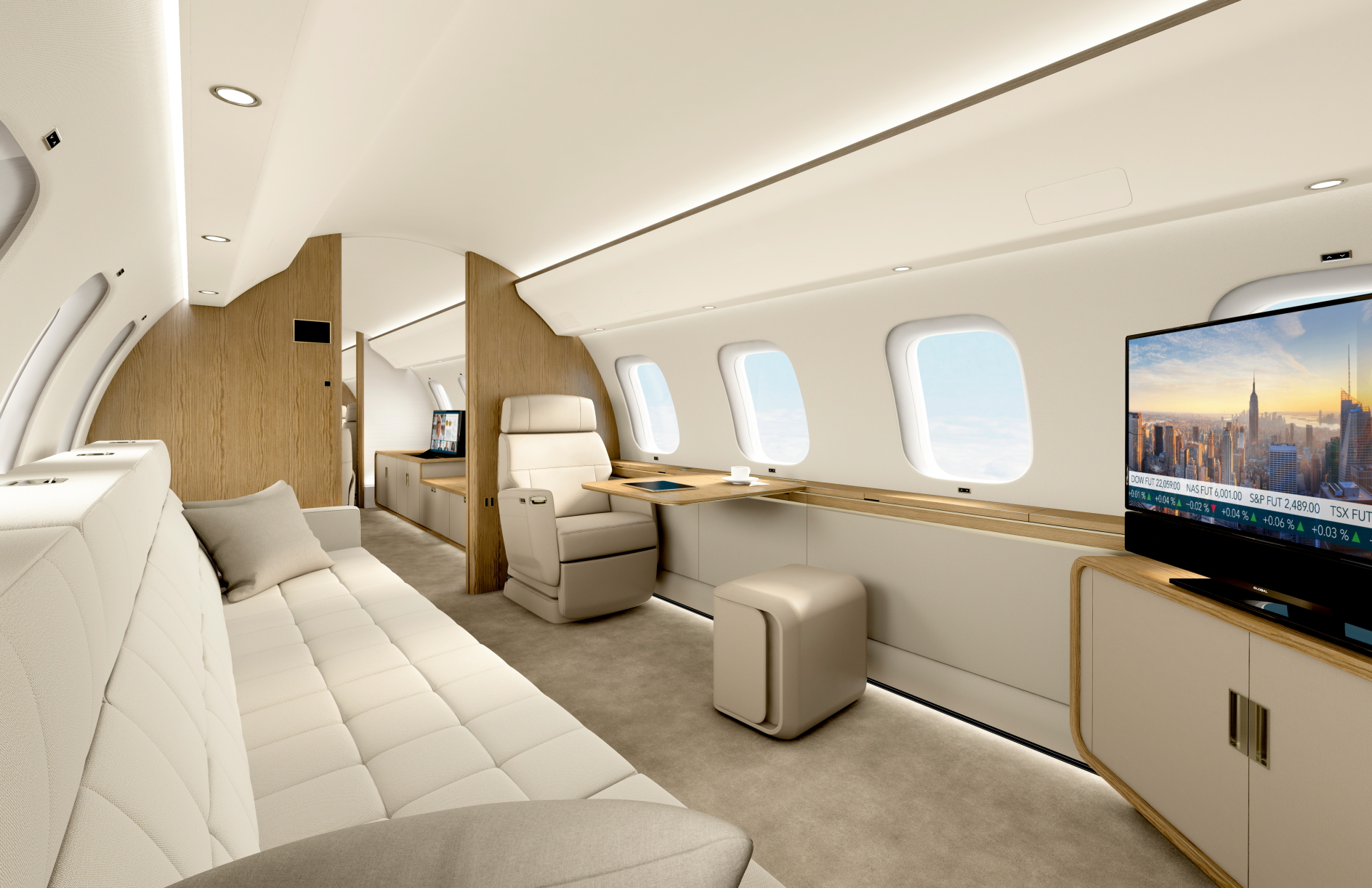 The Executive cabin's C-Suite is one of three workspaces available.. Click to enlarge.