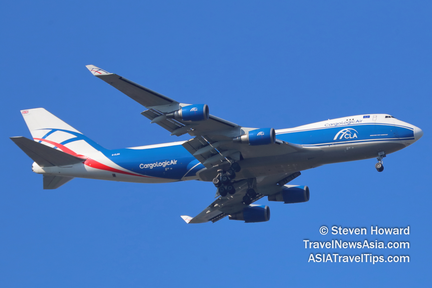 CargoLogicAir B747-400ERF reg: G-CLBA. Picture by Steven Howard of TravelNewsAsia.com Click to enlarge.