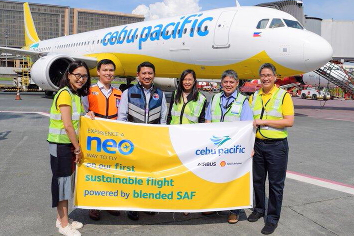 Cebu Pacific operated its first passenger flight powered by sustainable aviation fuel (SAF) in September. Click to enlarge.