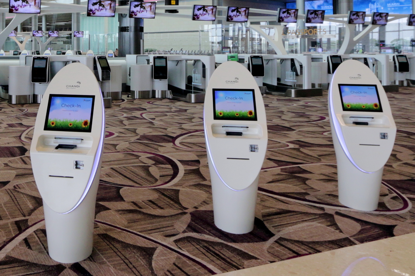 Check-in kiosks at Changi T4. Click to enlarge.