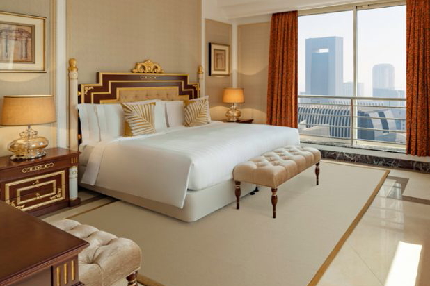 One of two bedrooms in a suite at Dusit Hotel & Suites - Doha. Click to enlarge.