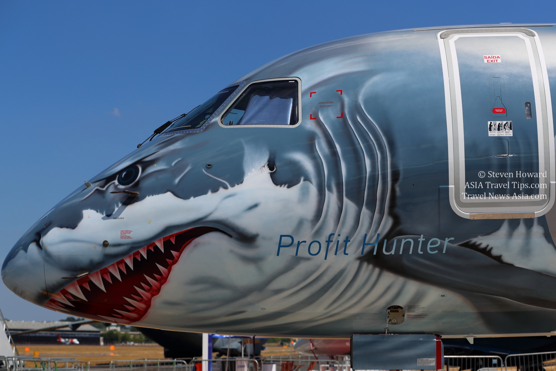 Embraer E190-E2 Tech Shark. Picture by Steven Howard of TravelNewsAsia.com Click to enlarge.