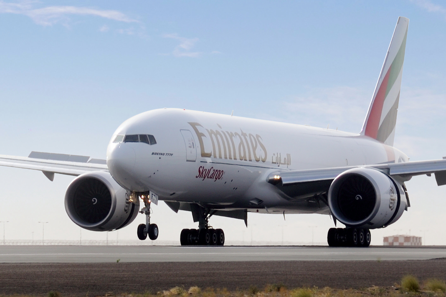 Emirates Boeing 777F reg: A6-EFT. Click to enlarge.