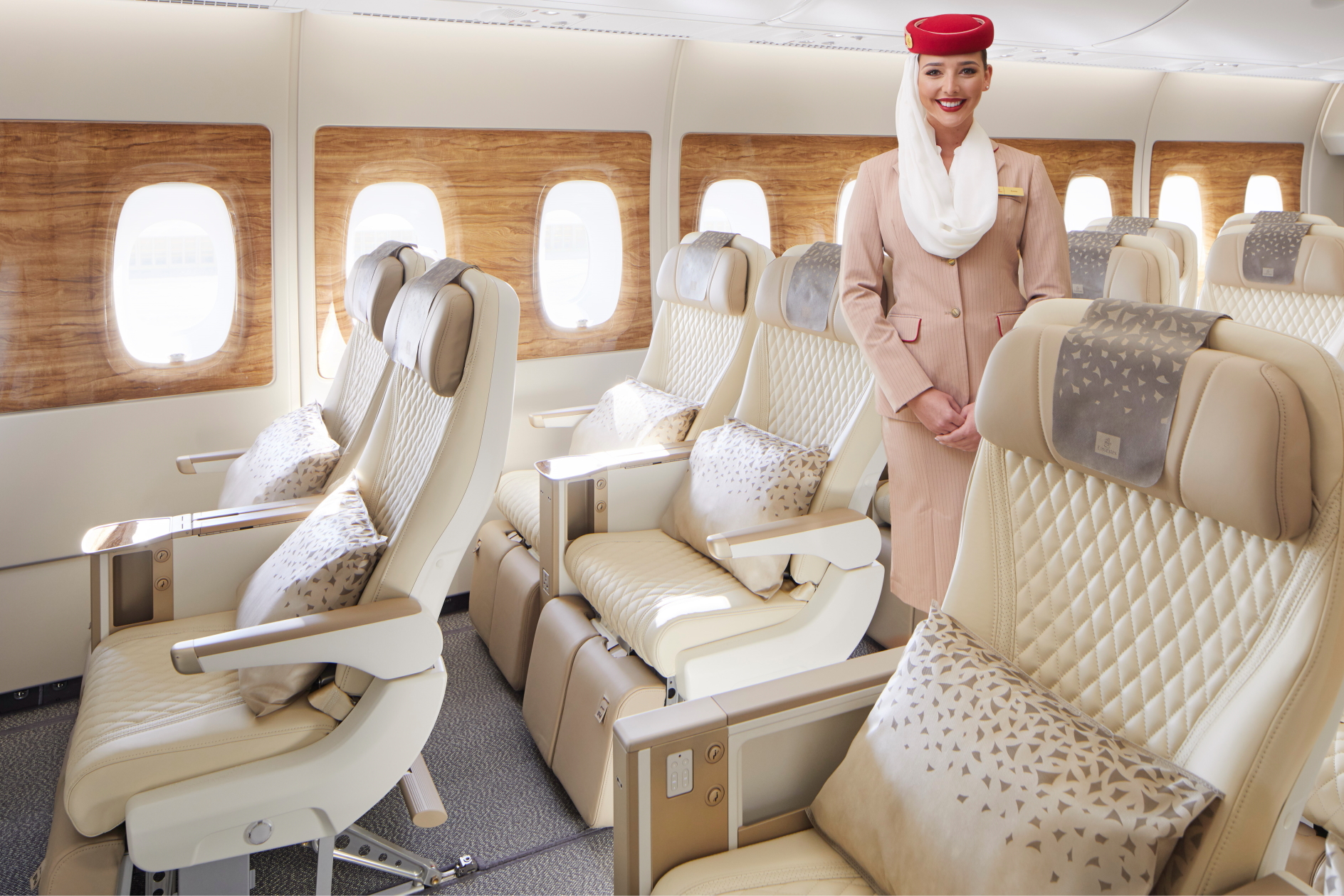 Premium Economy Class on an Emirates A380. Click to enlarge.