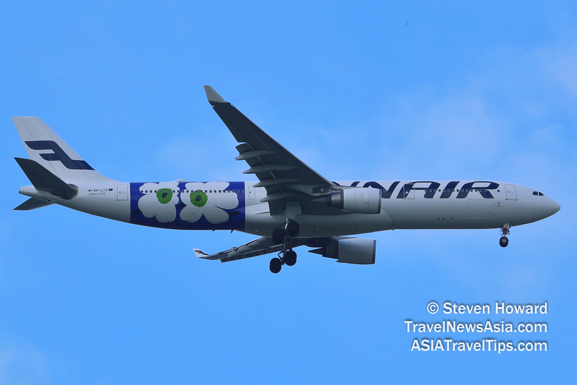 Finnair A330 reg: OH-LTO. Picture by Steven Howard of TravelNewsAsia.com Click to enlarge.