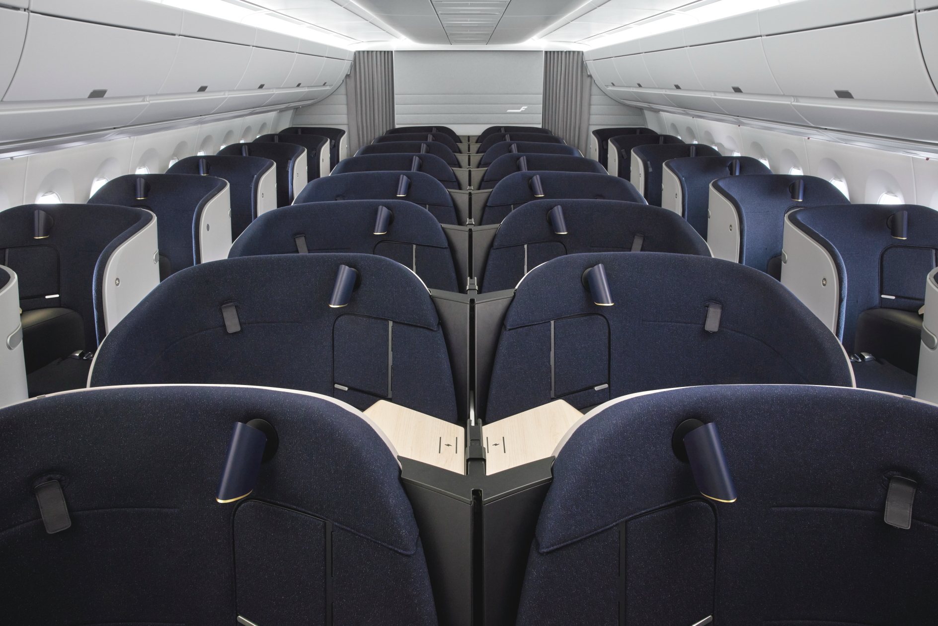 Finnair's new long-haul Business Class. Click to enlarge.