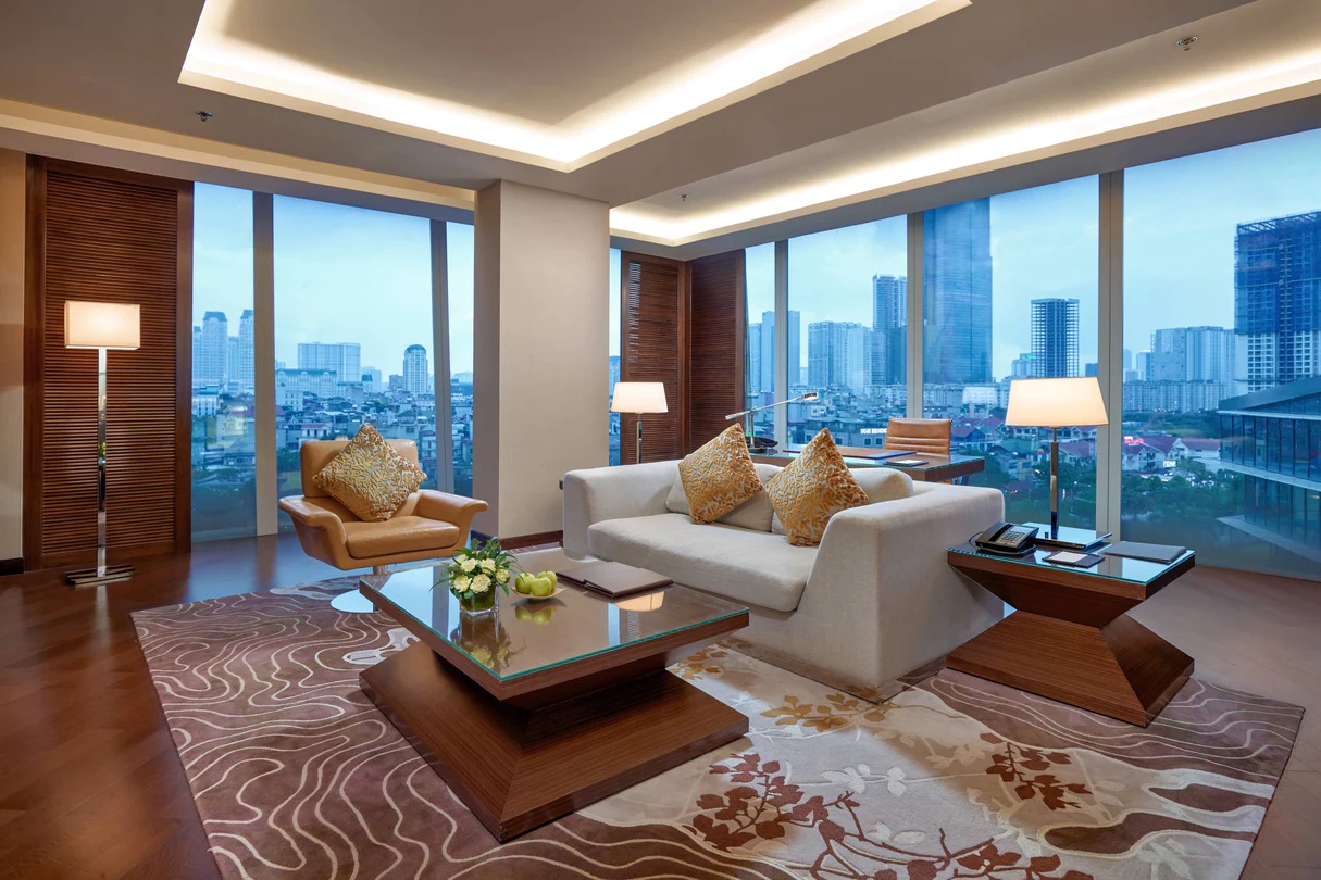 Living Room of a Grand Suite at the JW Marriott Hanoi. Click to enlarge.