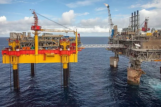 Malampaya with depletion compression platform and bridge. Picture: Shell. Click to enlarge.