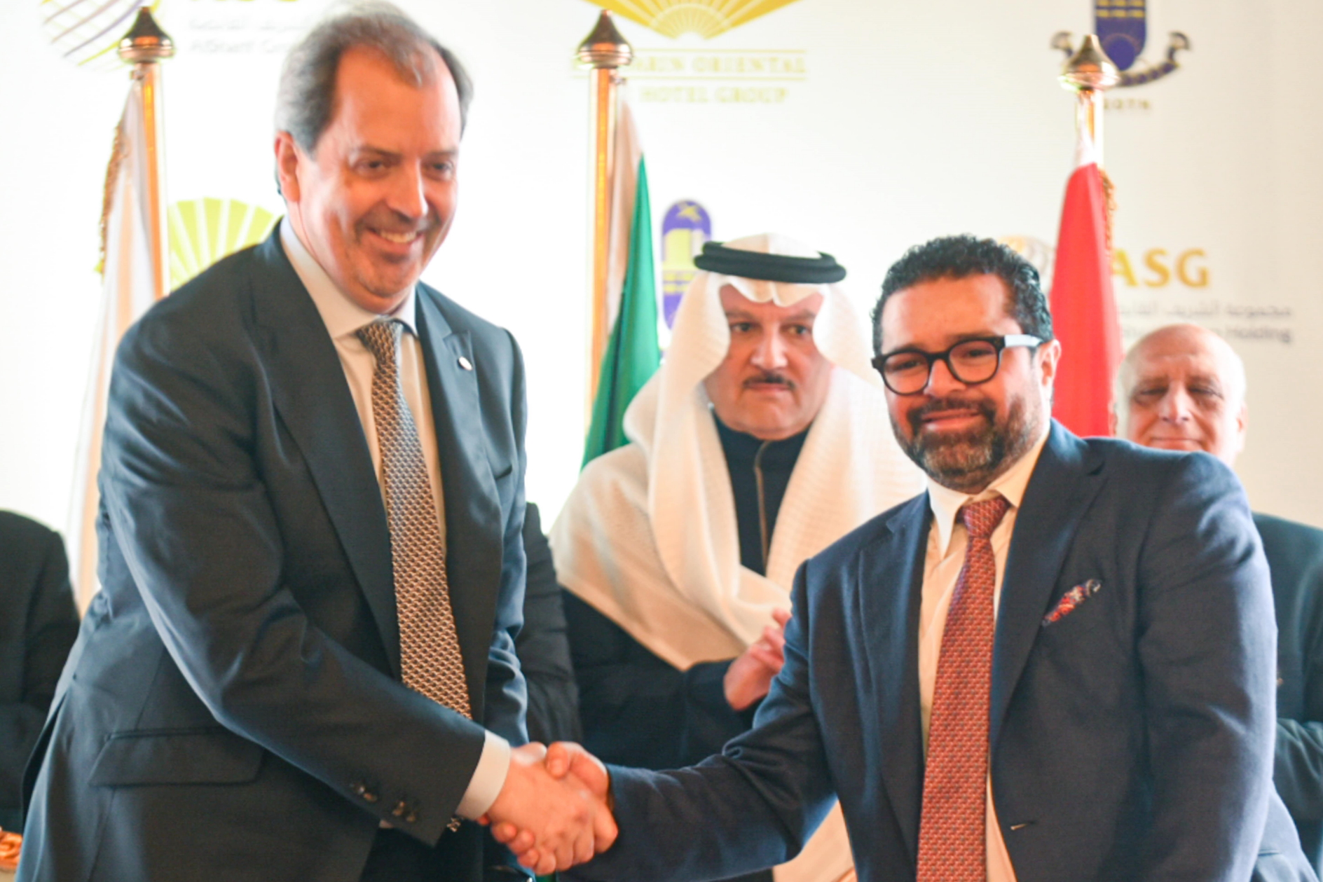 Paul Massot (left), Chief Development Officer of Mandarin Oriental, with Nawaf Faiz Al-Sharif, President of Al-Sharif Group. Click to enlarge.