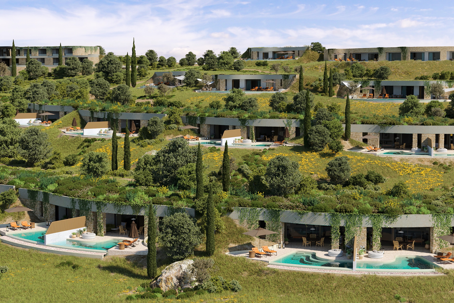 Pool Villas at the Mandarin Oriental, Costa Navarino in Greece. Click to enlarge.