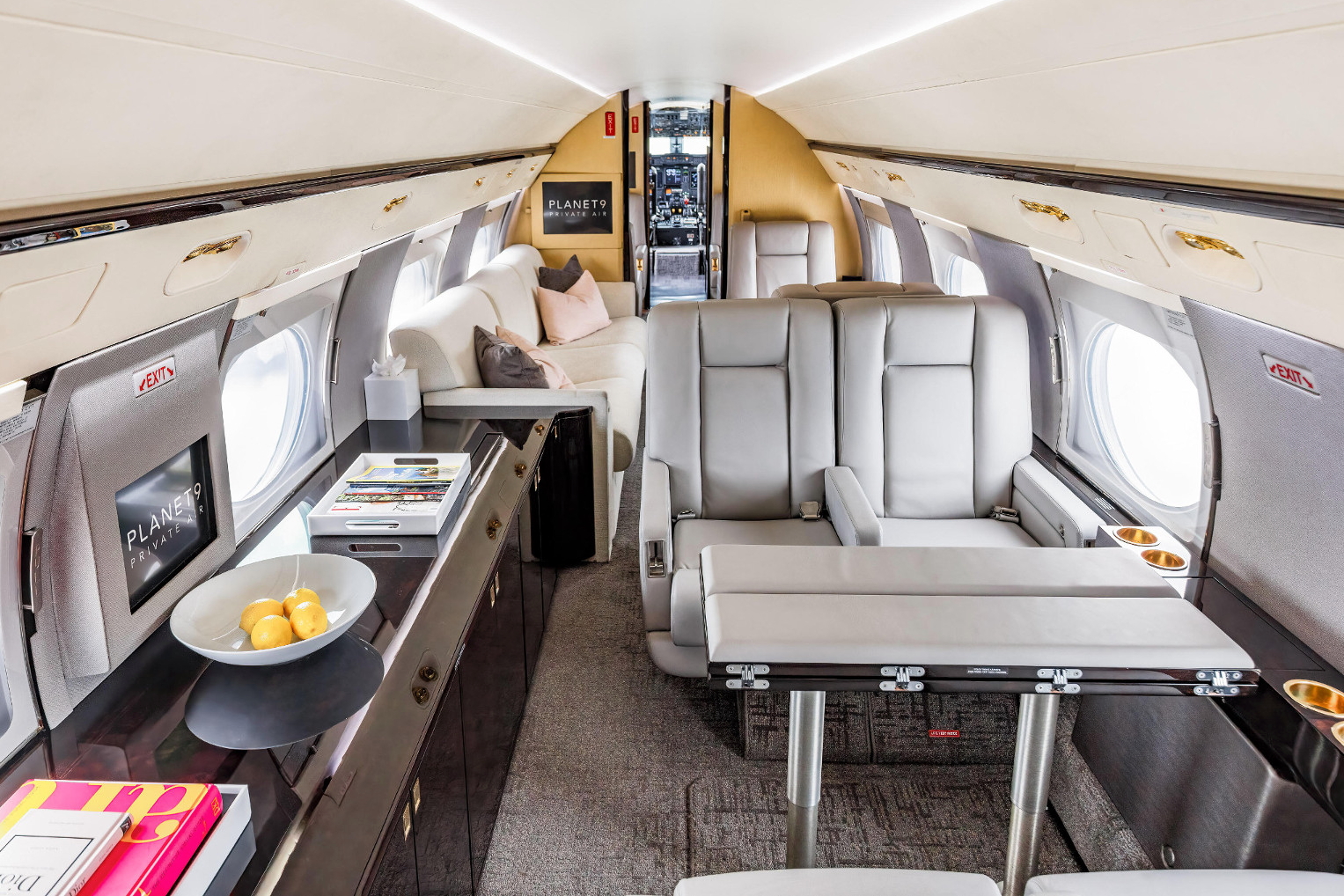 Interior of Planet 9's Gulfstream IV reg: N305PB. Click to enlarge.