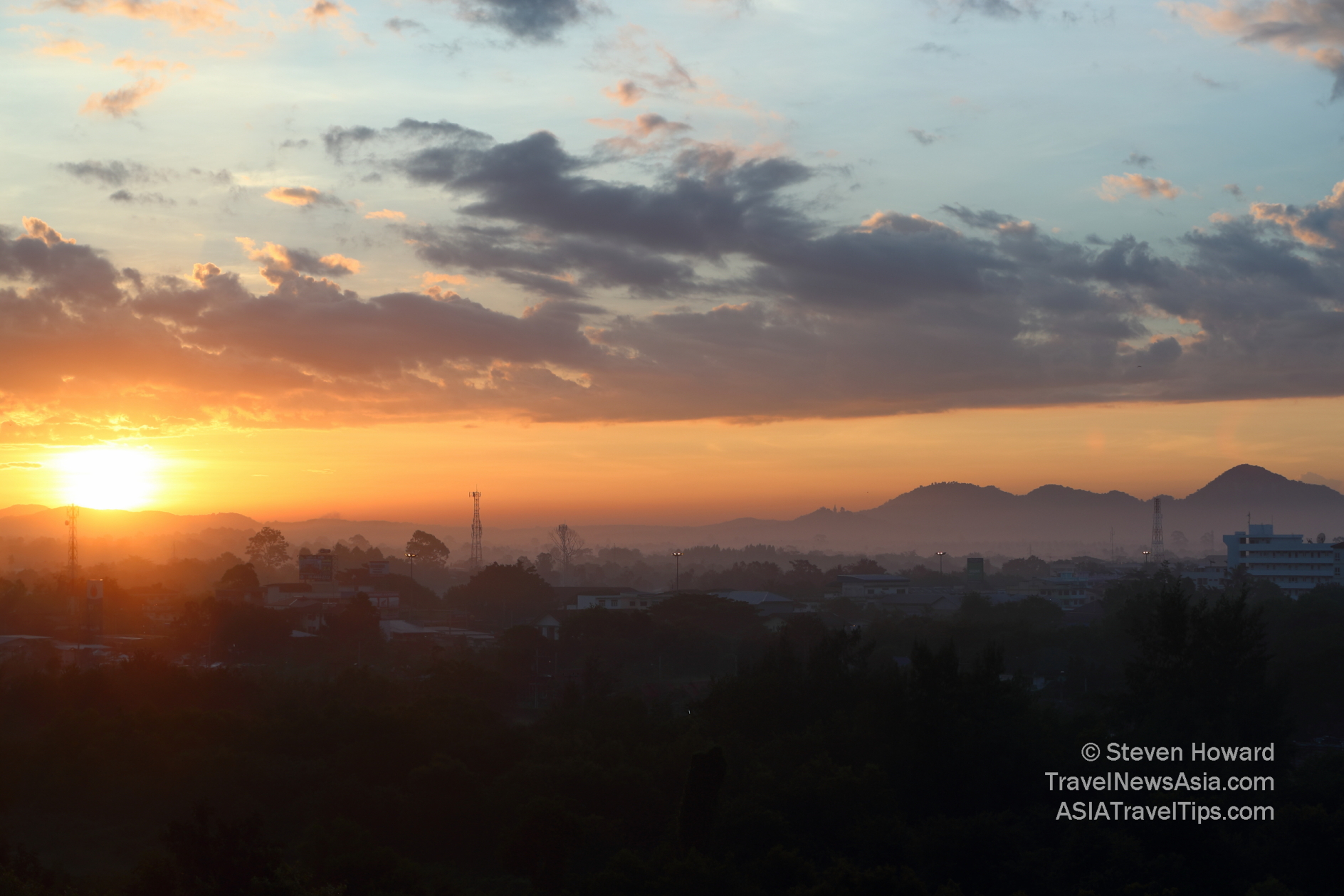 Sunrise in Chonburi, Thailand. Picture by Steven Howard of TravelNewsAsia.com Click to enlarge.
