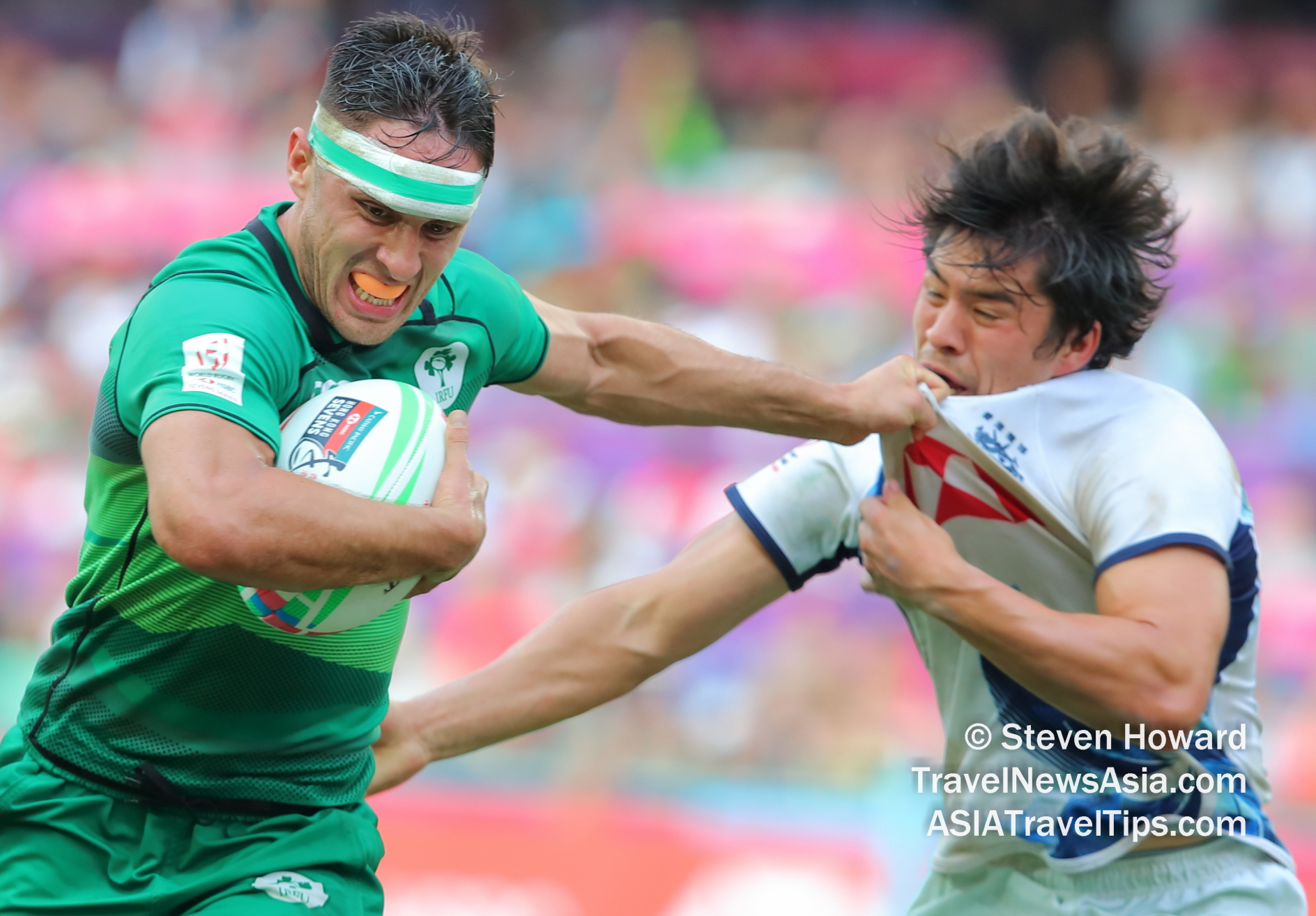 Ireland in action at Hong Kong Sevens 2019. Picture by Steven Howard of TravelNewsAsia.com Click to enlarge.