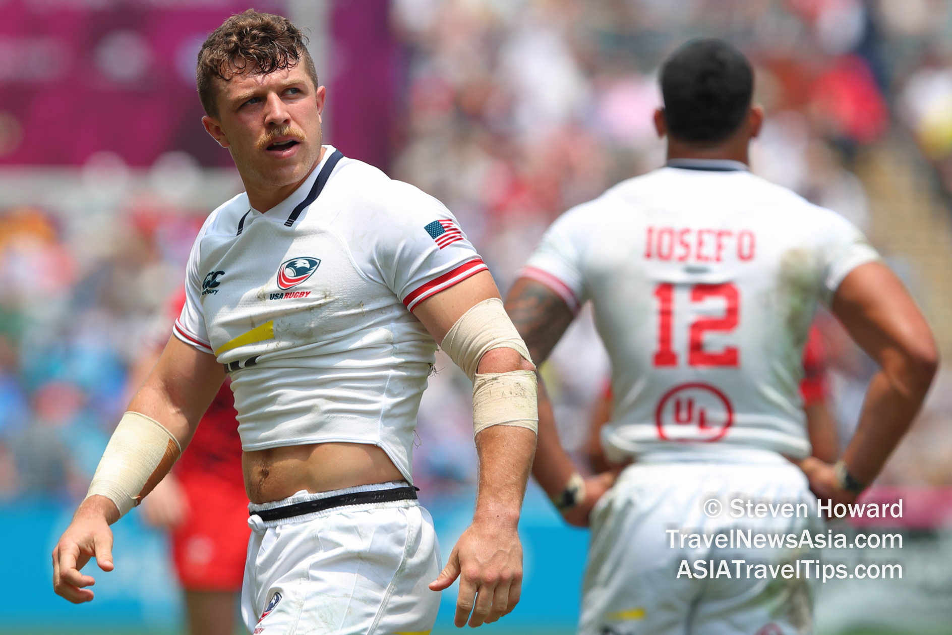 Teamm USA en action au HSBC / Cathay Pacific Hong Kong Sevens en 2019. Photo de Steven Howard de TravelNewsAsia.com Cliquez pour agrandir.