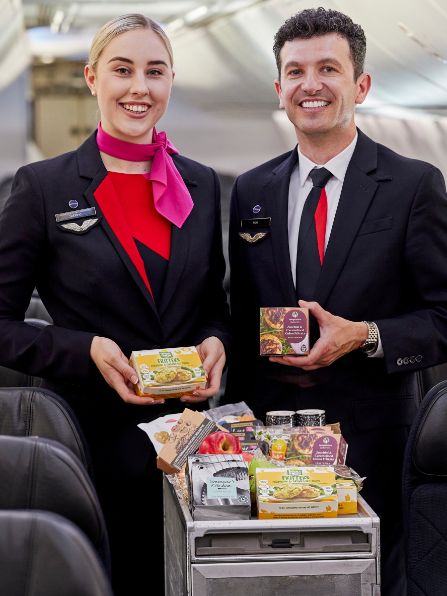 Qantas has launched a new Economy Class menu on domestic flights. Click to enlarge.