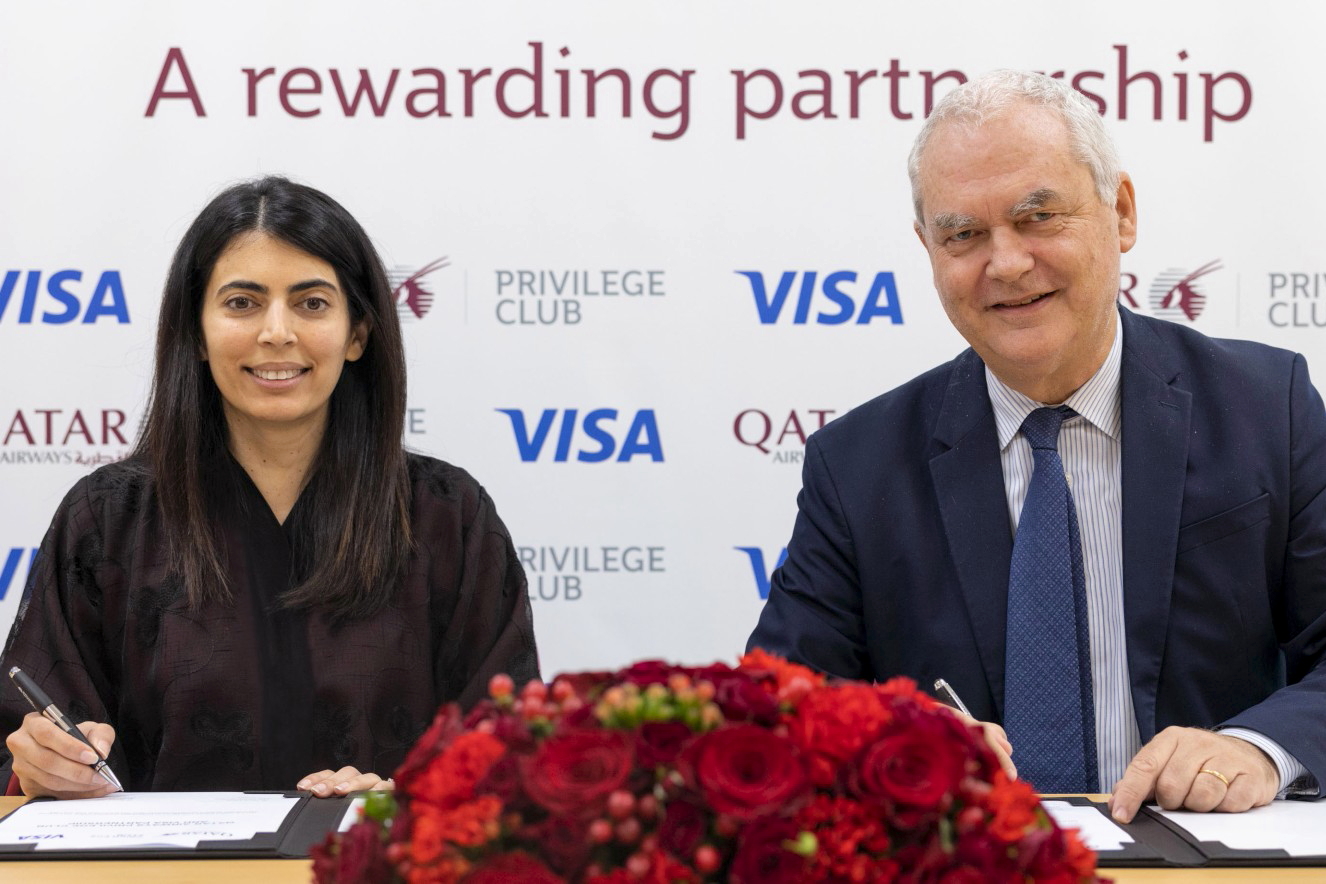 Qatar Airways Privilege Club has signed a 10-year deal with Visa.  Click to enlarge.