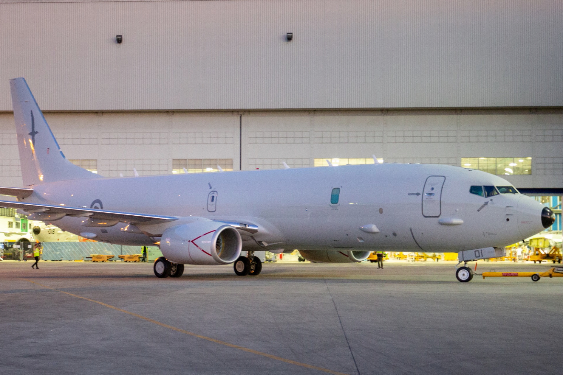 New Zealand's first Boeing P-8A Poseidon features Royal New Zealand Air Force (RNZAF) livery. Click to enlarge.