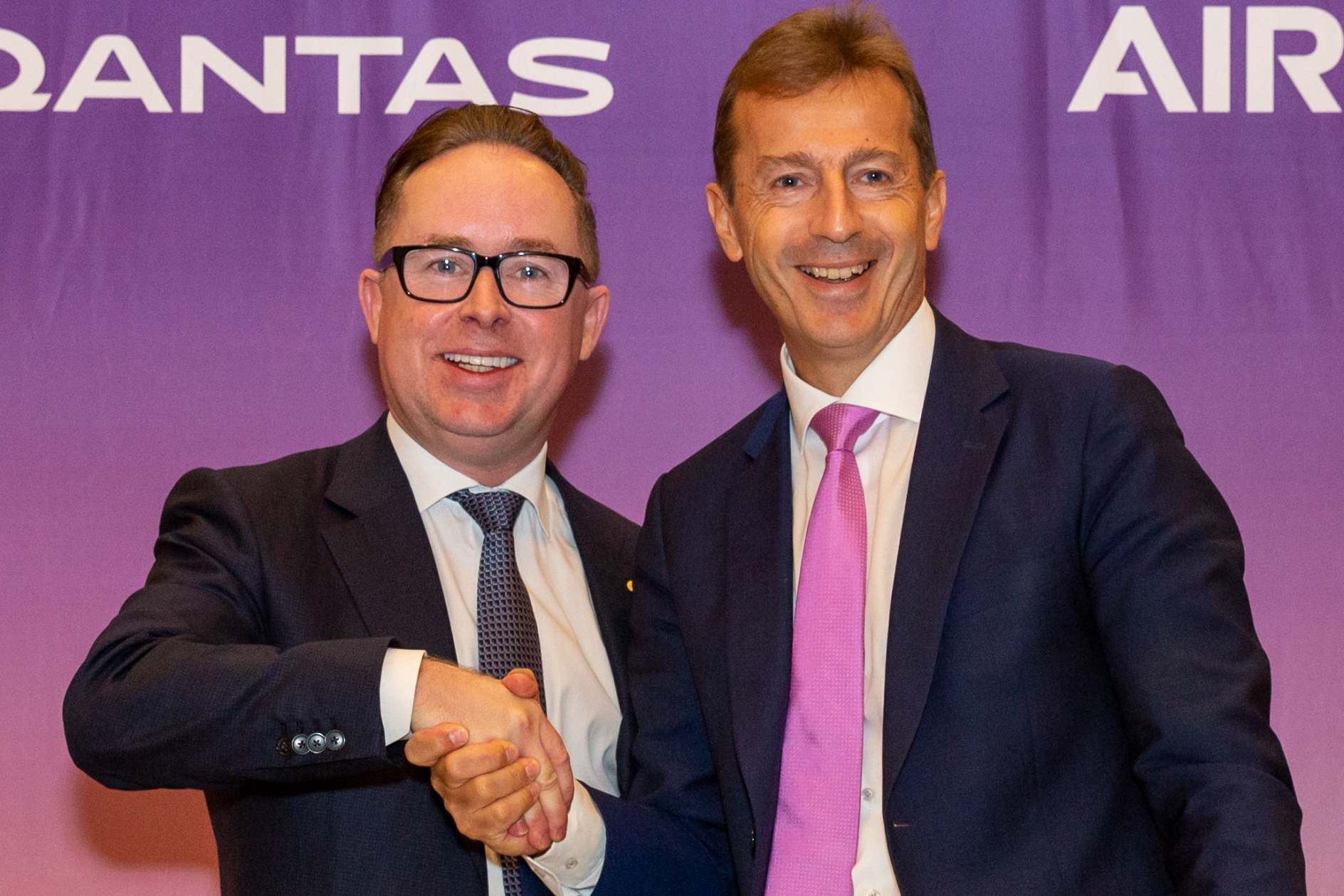 Qantas Group CEO, Alan Joyce (left) with Airbus CEO, Guillaume Faury. Click to enlarge.