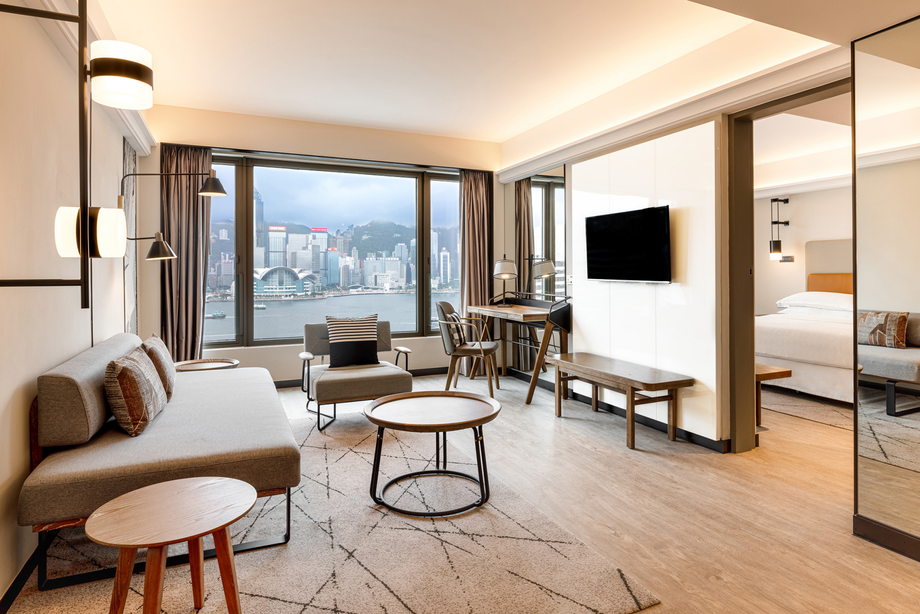 Living room of a Harbour View Suite at the Sheraton Hong Kong Hotel and Towers. Click to enlarge.