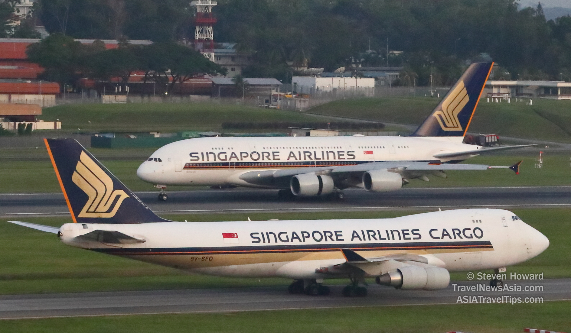 Singapore Airlines aircraft at Changi. Picture by Steven Howard of TravelNewsAsia.com Click to enlarge.