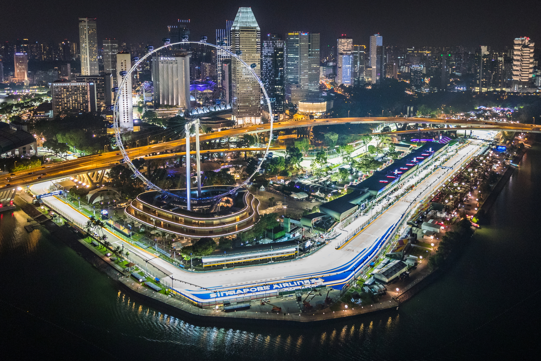 Aerial view of Singapore F1 GP's last turn. Picture by Calvin Chan Click to enlarge.