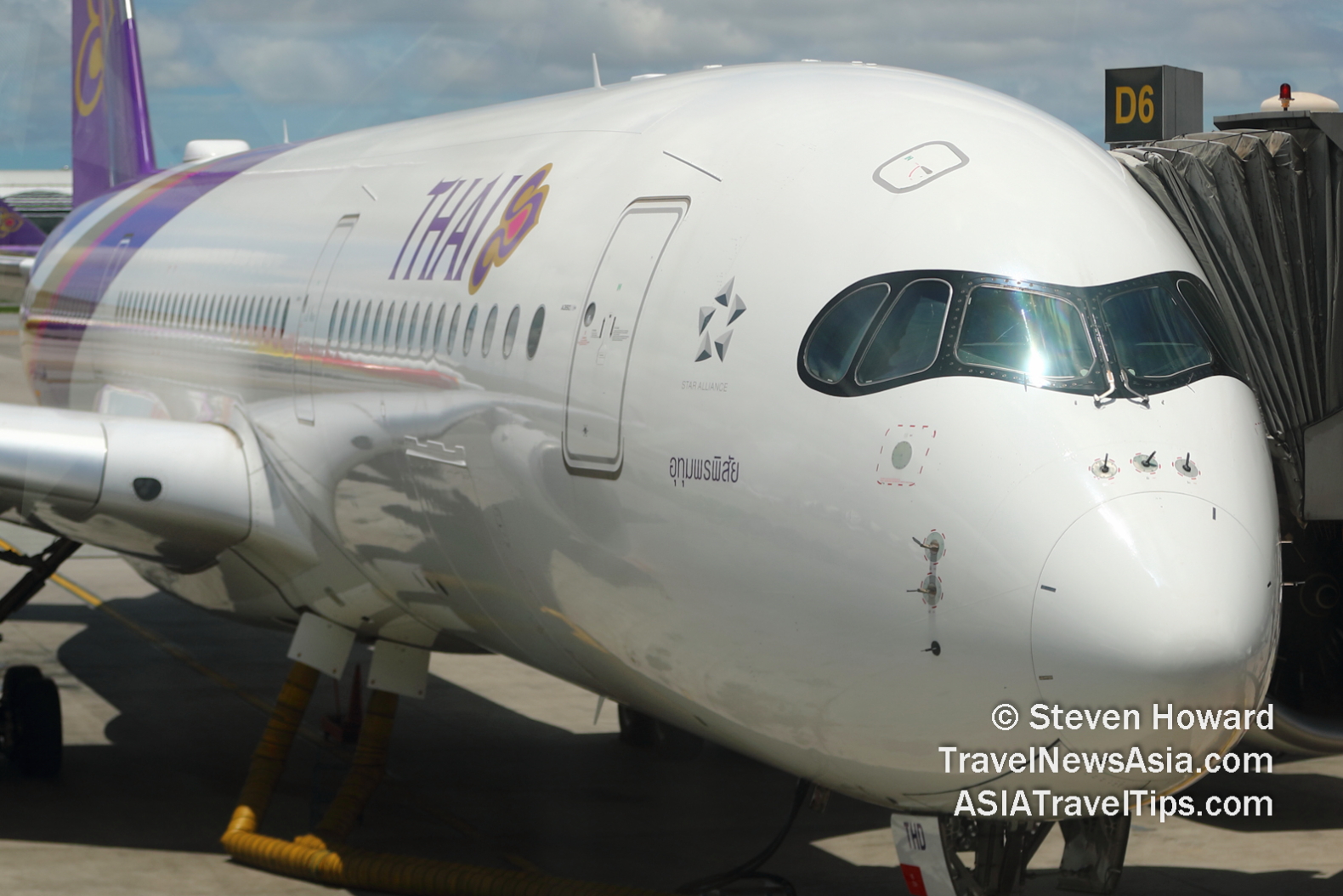 Thai Airways A350. Picture by Steven Howard of TravelNewsAsia.com Click to enlarge.