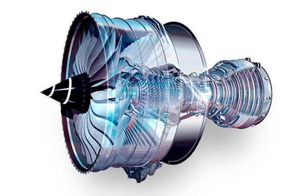 With a 3-metre fan diameter, the Trent XWB produces 84-97,000 pounds of thrust. Click to enlarge.