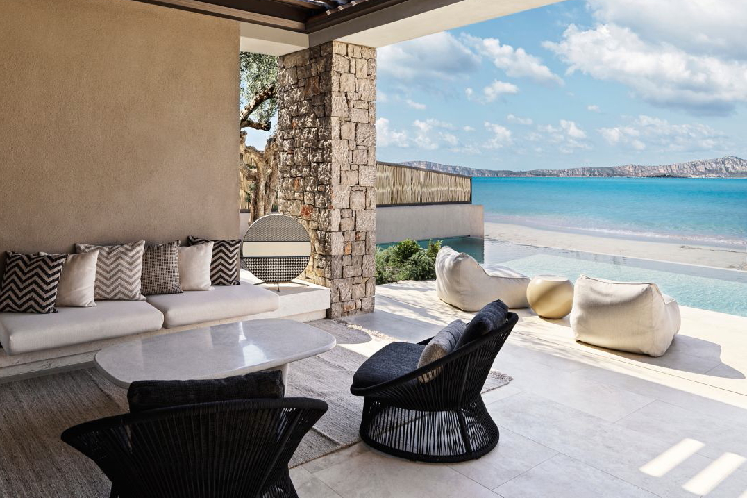 View from a Beachfront Infinity Villa at W Costa Navarino. Click to enlarge.